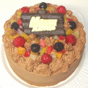 画像1: 店頭渡し クリスマスフルーツチョコレートケーキ５号（５番５号） (1)