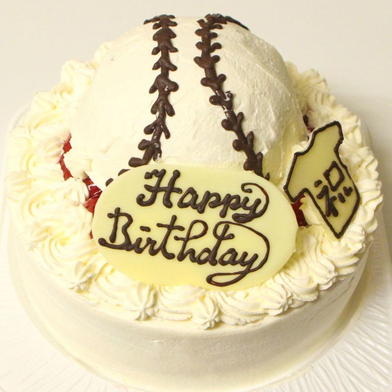 町田のうしゃぎさんの店頭渡しのデコレーションケーキ バースデーケーキ 誕生日ケーキの予約のページです 店頭渡し 9 野球ボール５ ６ ７号 見本画像は生クリームタイプ苺５号